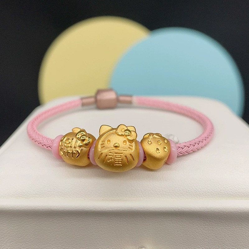 Cát Vàng Vòng Tay Bảo Quản Màu Sắc hellokitty Mèo Dharma Rồng Đầu Túi Chuông Đầu Thỏ May Mắn kt Mèo Màu Vàng Vòng Tay