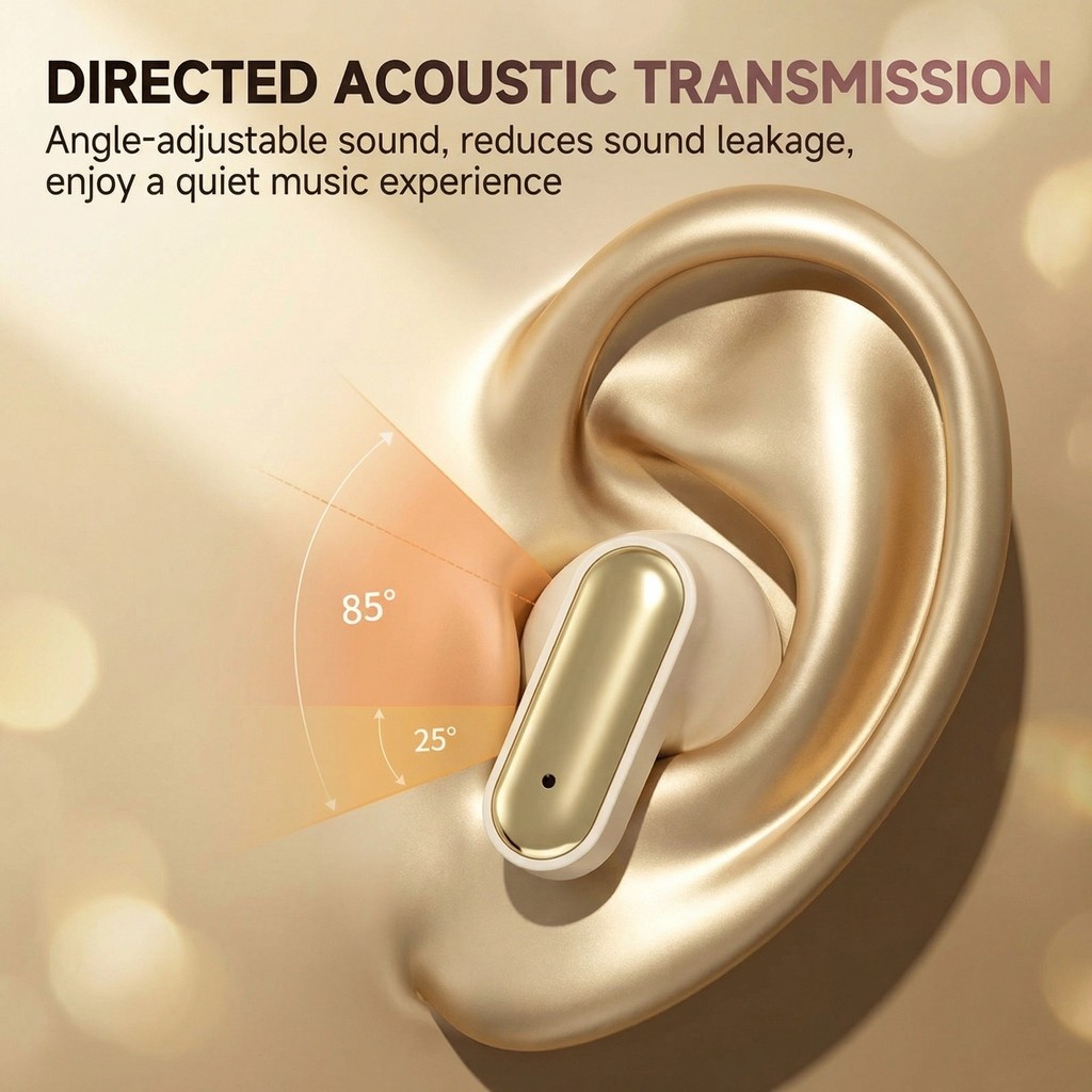 Tai nghe Bluetooth không dây Senbenbao S19 Tai nghe cầm tay ngắn Thiết kế mặt cười, Âm thanh nổi HiFi, Màn hình nguồn LED, Mic IPX5 ENC