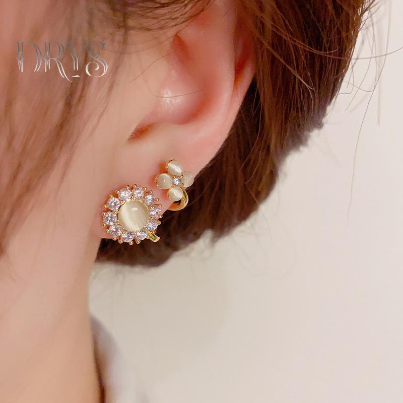 Tai nghe đá mắt mèo pha lê và zircon - Phụ kiện thời trang dành cho nữ, phù hợp dự tiệc mới
