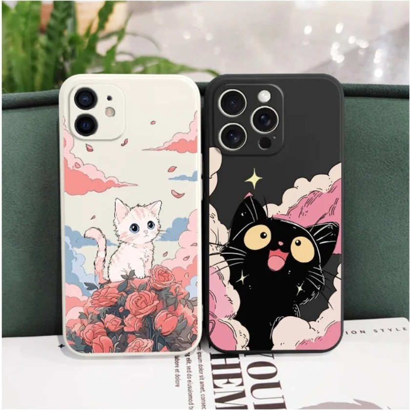 Ốp điện thoại hình mèo dễ thương hình đám mây cho Vivo V30 V29 V27 V40 Pro V30E V29E V27E V25E Ốp lưng TPU mềm chống sốc