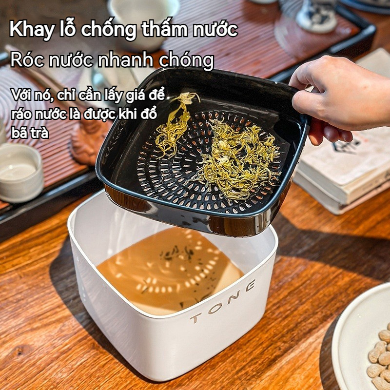 Hộp đựng bã trà thông minh, có ngăn trên thoát nước tiện lợi,Chịu nhiệt cao,Thiết kế hai lớp,để bàn thiết kế hiện đại