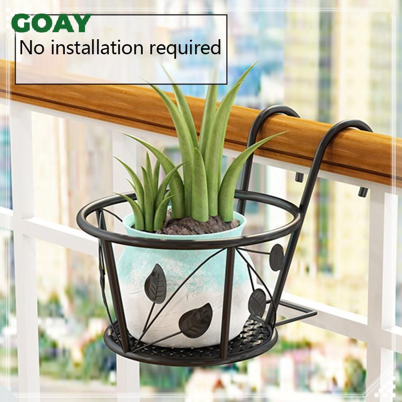 GOAY Giỏ Treo Ngoài Trời Thực Vật Sắt Ras Hàng Rào Ban Công Chậu Hoa Tròn Treo Cây Giá Đỡ Trang Trí Sân Vườn VN