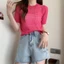 Áo BRABRAA Rỗng, Áo dệt kim ngắn tay mỏng ngắn, Áo thun thời trang thông thường mùa hè