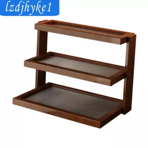 Vintage Hiển Thị Đứng Cho Cốc 3 Tầng Tre Acrylic Cốc Giá Để Bàn Kệ Sắp Xếp Cho Nhà Bếp Cafe Quầy