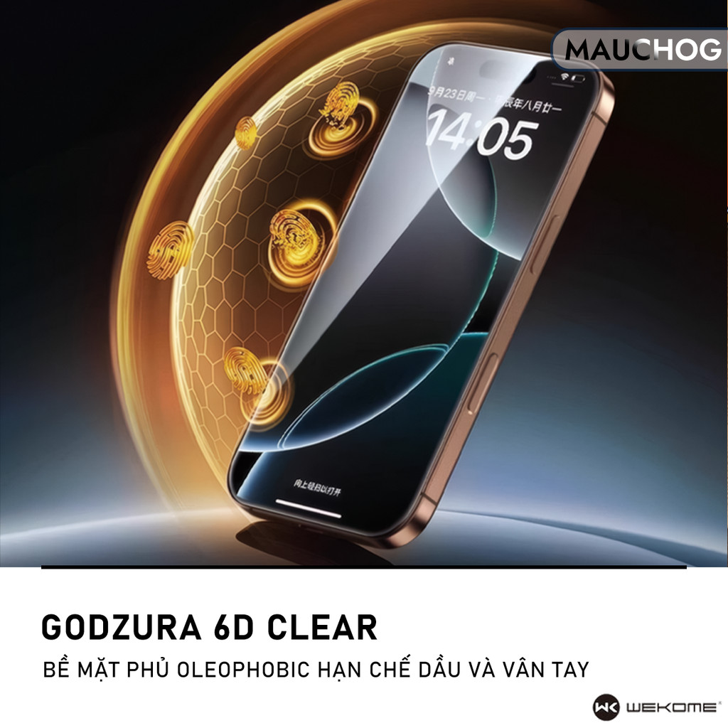 Kính Cường Lực Trong Suốt WK Godzura 6D Không Hộp Cho Điện Thoại iPhone 17 Pro Max 16 15 14