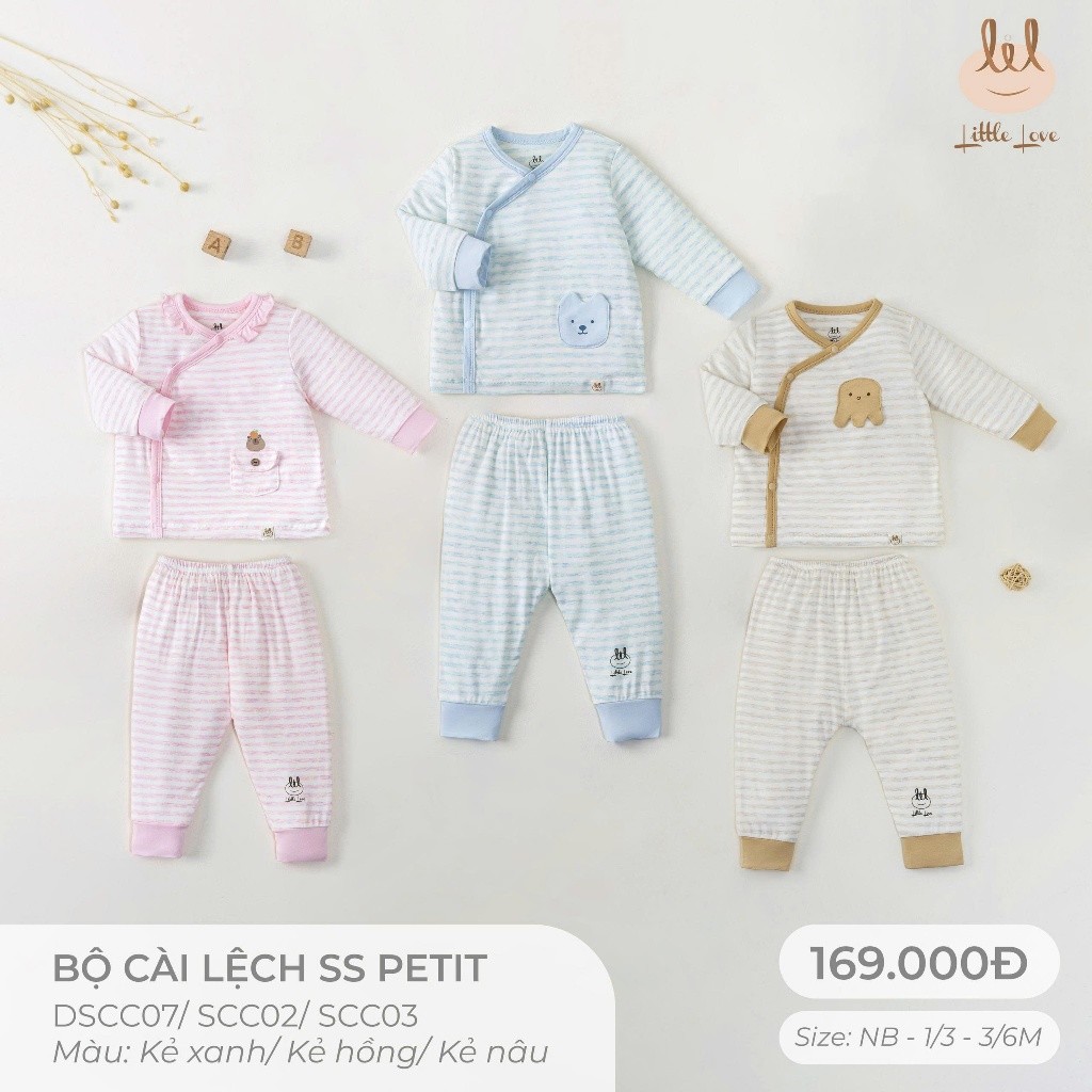 BỘ CÀI LỆCH SƠ SINH SỢI TRE DÀNH CHO BÉ [ SIÊU MỀM, MÁT, MỊN CO DÃN TỐT] SZ 0/1M - 3/6M (DSCC07,SCC02,SCC03)
