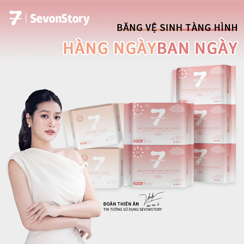 【SevonStory ⑦】Combo 7 gói Băng vệ sinh tích hợp chip bạc hà mát lạnh.Chất liệu mềm mại, thấm hút nhanh sau 3 giây. Băng vệ sinh tàng hình.