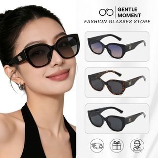 Kính râm gọng vuông GENTLE MOMENT chống tia UV kính mắt mèo chống nắng thời trang nam nữ phong cách GMT398