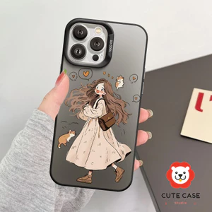 Ốp Lưng iPhone Cô Gái Tóc Nâu IMD Nhám, Chống Sốc, Bảo Vệ Camera - iP 7/8/X/XS/11/12/13/14/15/16/17/Plus/Pro/Max/Air