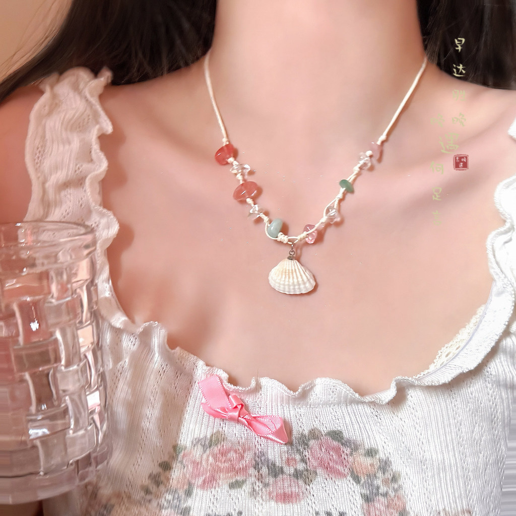 Vòng cổ đính cườm vỏ phong cách nghỉ mát - Phụ kiện thời trang cho nữ