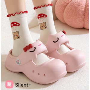 Giày Lỗ Đế Dày Cao Cấp Nữ Baotou Dép Phong Cách Mới Trong Nhà Đế Dày Chống Trơn Trượt Mary Jane Dép Sli