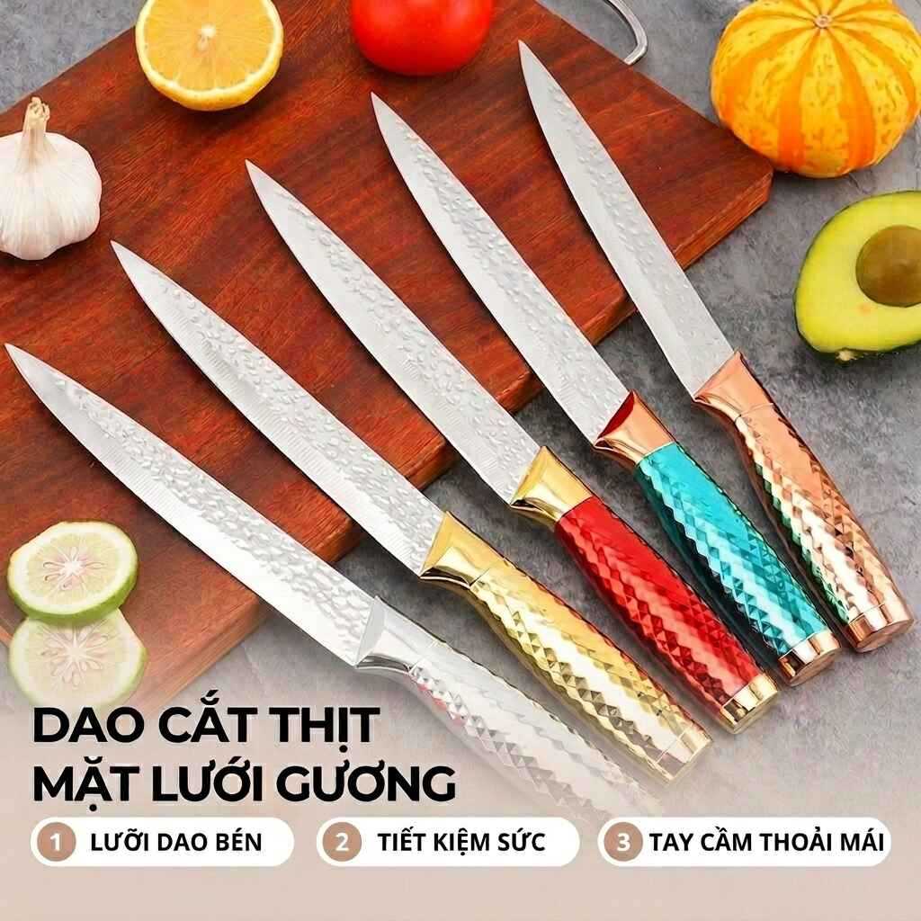 Dao Cắt Thịt Gọt Hoa Quả Mặt Gương Thép Không Gỉ Lưỡi Sắc Bén Dụng Cụ Nhà Bếp Cao Cấp