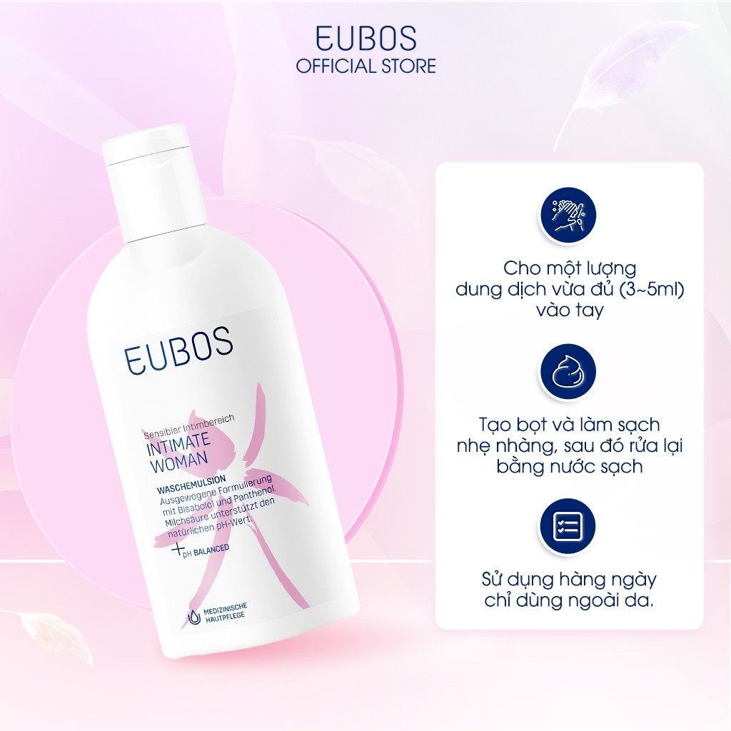 QUÀ TẶNG Dung Dịch Vệ Sinh Phụ Nữ EUBOS Intimate Woman Giúp Hỗ Trợ Làm Sạch, Cân Bằng Độ pH, Chai 200ml