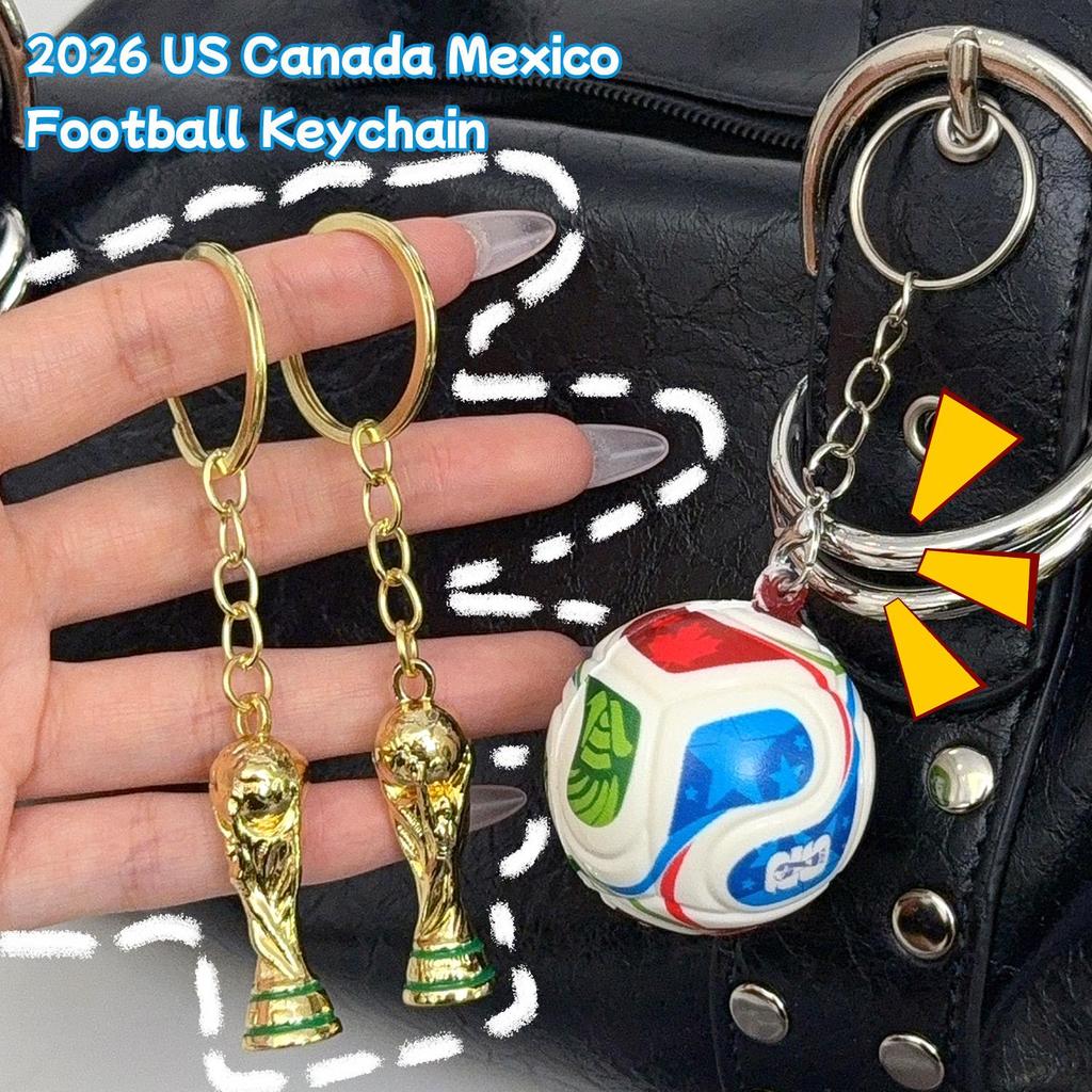 4 Móc khóa kỷ niệm World Cup 2026 | Thiết kế bóng đá mặt dây chuyền đôi và cốc Hercules, Quà tặng quạt di động có khóa tôm hùm
