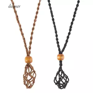 Vòng cổ túi lưới DELMER, Túi lưới có thể điều chỉnh Vòng cổ bện phong cách cổ điển, Trang trí trang sức Bền bỉ Thời trang tinh tế Mặt dây chuyền đá pha lê Vòng cổ nữ