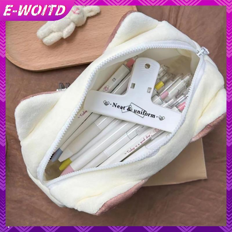 E-WOITD Nhật Bản Hoạt Hình Dễ Thương Mèo Xiêm Pu Bánh Mì Sang Trọng Túi Đựng Bút Dung Tích Lớn Kawaii Bé Trai Bé Gái Hộp Đựng Văn Phòng Phẩm Đồ Dùng Học Tập E-WOITD