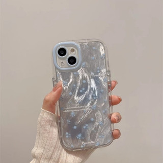 DànhCho IPhone 17 16 15 14 13 12 11 ProMax XR XS Max 7 8 Plus Half nhuộm màu xanh mảnh hoa lông trường hợp điện thoại
