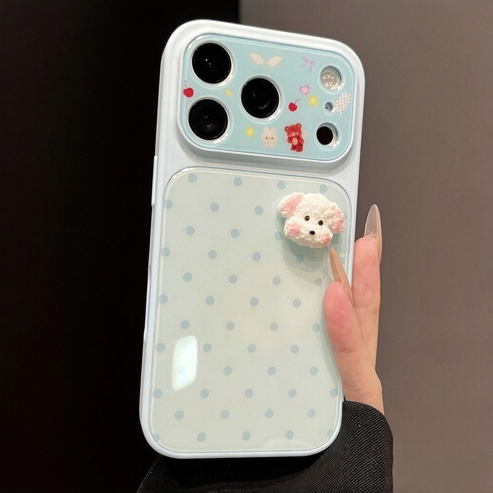 Ốp Điện Thoại Acrylic 3D Dog Dot Dâu Mèo Cho iPhone 17 Pro Max 16 15 14 13 Vỏ Bảo Vệ Chống Sốc