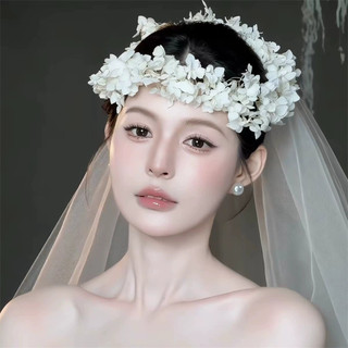 Vòng hoa hoa trắng thủ công rừng cổ tích phong cách cổ tích
