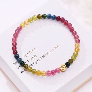 Vòng tay đá tự nhiên tourmaline đào hoa may mắn - Quà tặng bạn gái tươi mới và tinh tế
