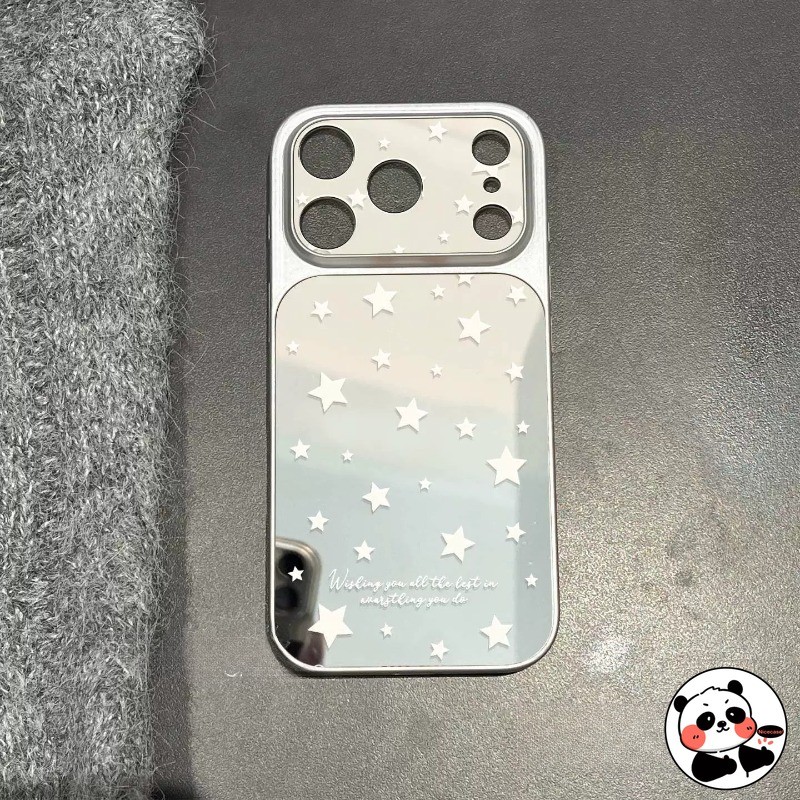 Ins Style Star Mirror Ốp Điện Thoại Realme 15 15T 14 14T 13 12 Pro Plus Lite GT Neo6 SE GT8 GT7 7T GT6 6T V23 V23i 5G 4G Vỏ Mềm Màu Bạc Dễ Thương