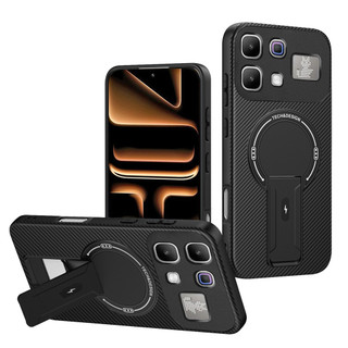 Dành Cho infinix Note 60 Pro 5G Ốp điện thoại Carbon Tecture Lưng Cứng Cạnh Mềm Có Thể Gập Lại Đế Chống Sốc Chống Rơi Mỏng Bao