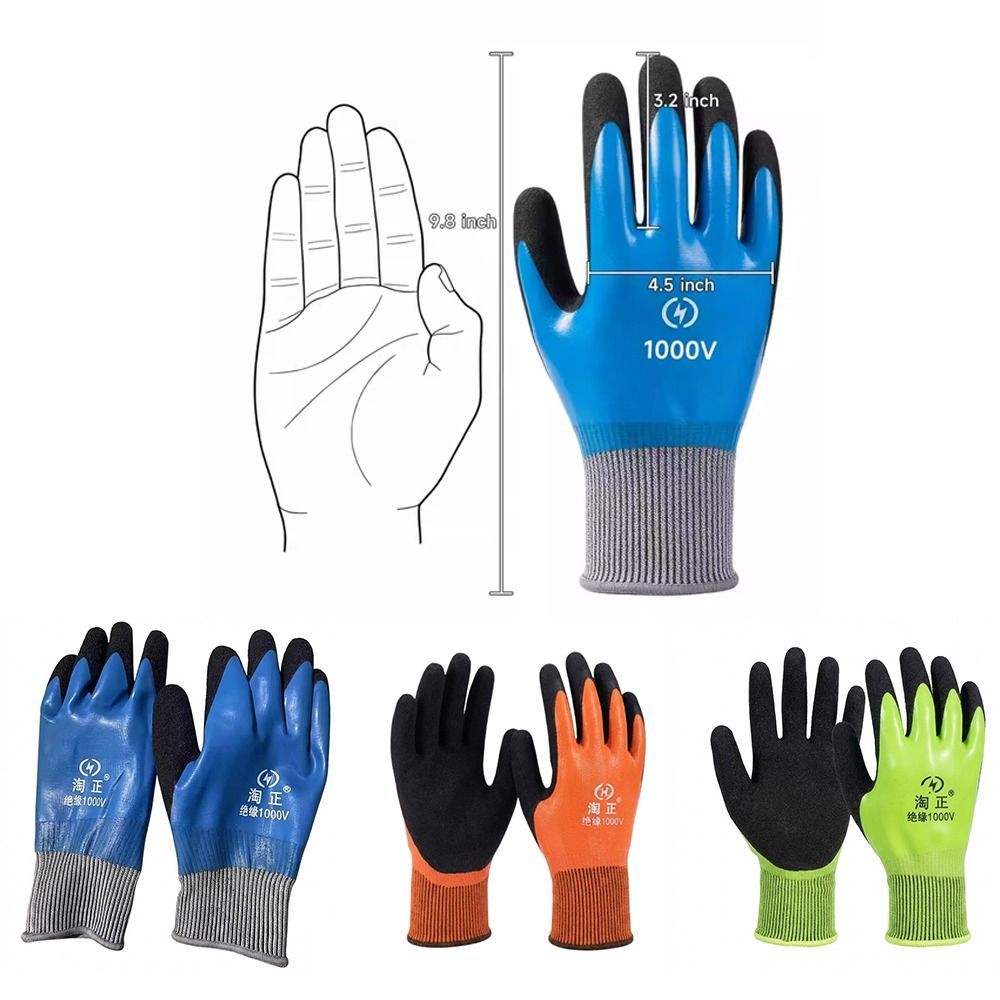 Găng tay cách nhiệt thợ điện DONOVANQQ, Găng tay chống sốc điện áp chịu được độ đàn hồi cao 1000 V, Găng tay bảo vệ an toàn chống sốc bằng cao su chống mài mòn