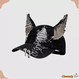 Mũ bóng chày Cheesely Y2K Denim Earflap, Phong Cách Hip-Hop, Thích Hợp Thể Thao Ngoài Trời