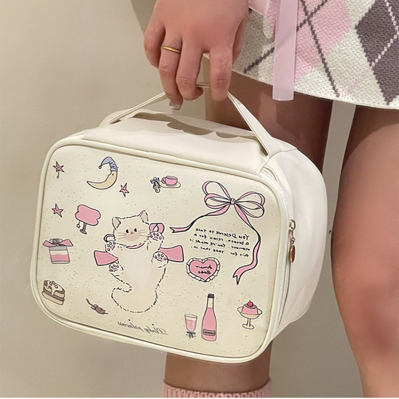 Túi Đựng Mỹ Phẩm Mèo Dễ Thương,Hộp đựng mỹ phẩm,Chia Nhiều Ngăn Chống Thấm Nước,Dung Tích Lớn