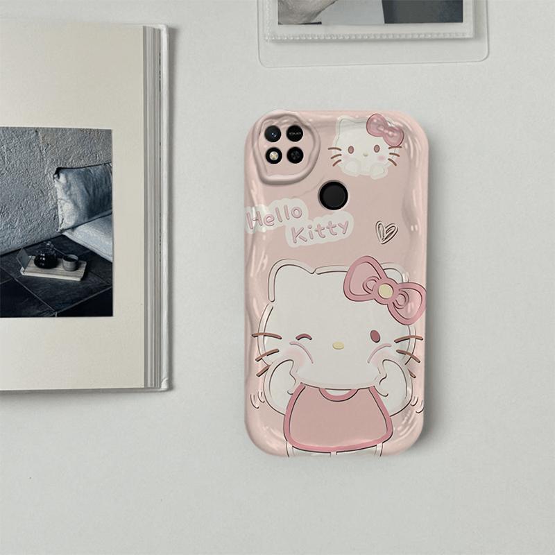Vỏ Cho Redmi 9C Redmi 10C Phim Hoạt Hình Kem Cặp Đôi Mèo Mềm TPU 3D Sóng Silicon Vỏ Điện Thoại
