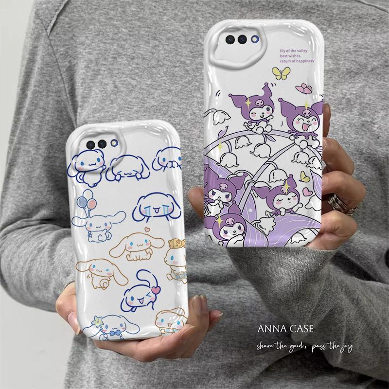 Vỏ Cho OPPO A3S A12E Vỏ Kem Hoạt Hình Cinnamoroll Cặp Đôi Mềm TPU 3D Sóng Silicon Vỏ Điện Thoại