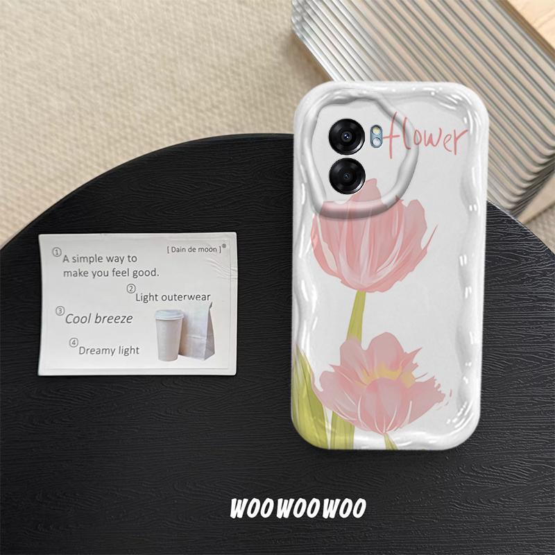 Ốp Lưng Cho OPPO A54 4G A57 4G A77 A77S Phim Hoạt Hình Kem Cặp Đôi Hoa Mềm TPU 3D Sóng Silicon Vỏ Điện Thoại