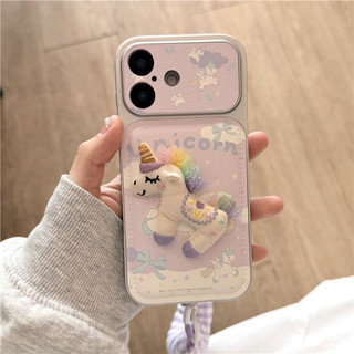 Ốp điện thoại chất liệu TPU + PU họa tiết kỳ lân cho iPhone 17 Pro max 16 Pro Unicorn