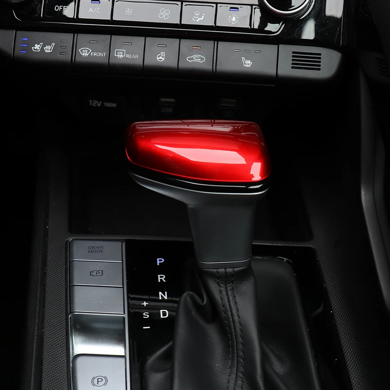LHD / RHD Dành Cho Xe Hyundai Elantra CN7 N 2020-2023 Màu Đỏ Sợi Carbon Phong Cách Bánh Răng Dịch Chuyển Núm Bao Viền Bao Viền Nội Thất Ô Tô Phần