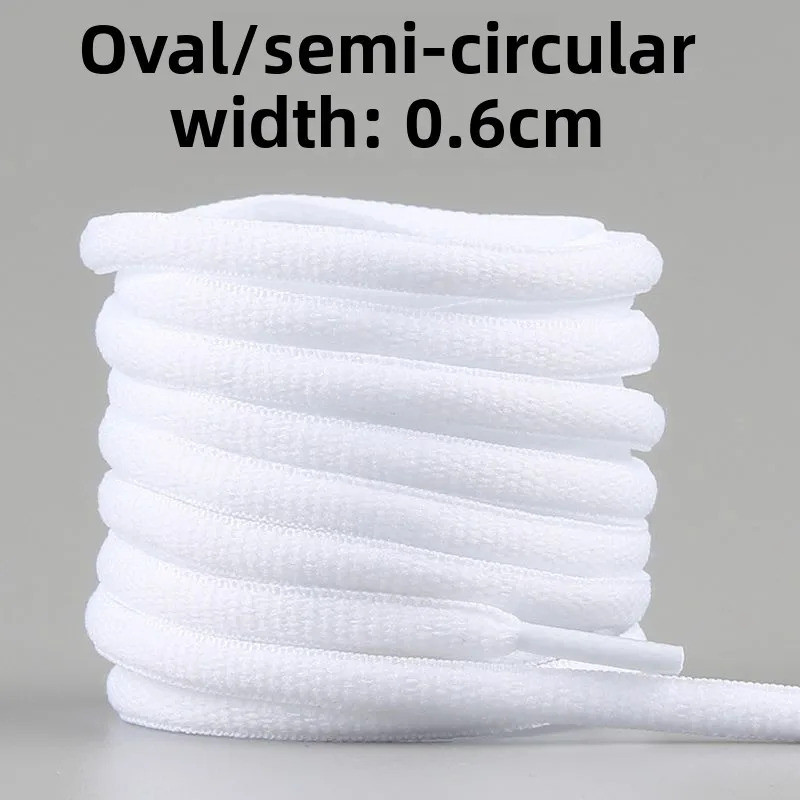 Dây giày thể thao trắng cotton nguyên chất, dây buộc nửa tròn cho giày vải đế bằng