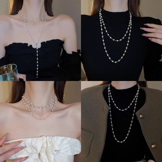 Vòng cổ ngọc trai hình chữ Y nữ vintage, phù hợp mùa thu đông, làm quà tặng sang trọng