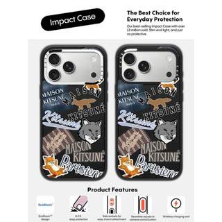 CASECASE X Maison Kitsune Fox Sticker Case White Camera Ring Edition Matte Đen Cứng Hút Từ Tính Tác Động Dành Cho Apple IPhone 13 14 15 16 17 Pro Max Air Plus Có Hộp