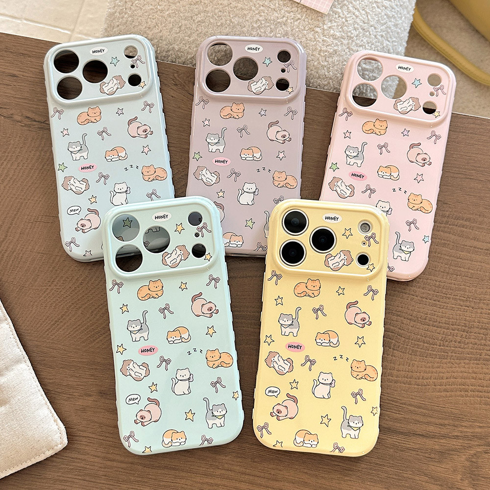 Ốp Điện Thoại Mềm Hình Mèo Bên Trái Tim Tình Yêu Cho iPhone 17 Pro Max 16 15 14 13 Vỏ Bảo Vệ Chống Sốc