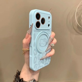 Ốp điện thoại di động có giá đỡ từ tính bằng silicon dễ thương Leopard KT Thích hợp cho iPhone17 16 15 14 13 12 11 Pro Max Bảo vệ Camera chống sốc Vỏ mềm chống rơi