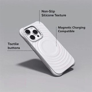 Ốp điện thoại silicon lỏng chất lượng cao màu cam gợn sóng cho iPhone 17 Pro Max 16 15 14 13 Pro Max Plus có thể sạc lại