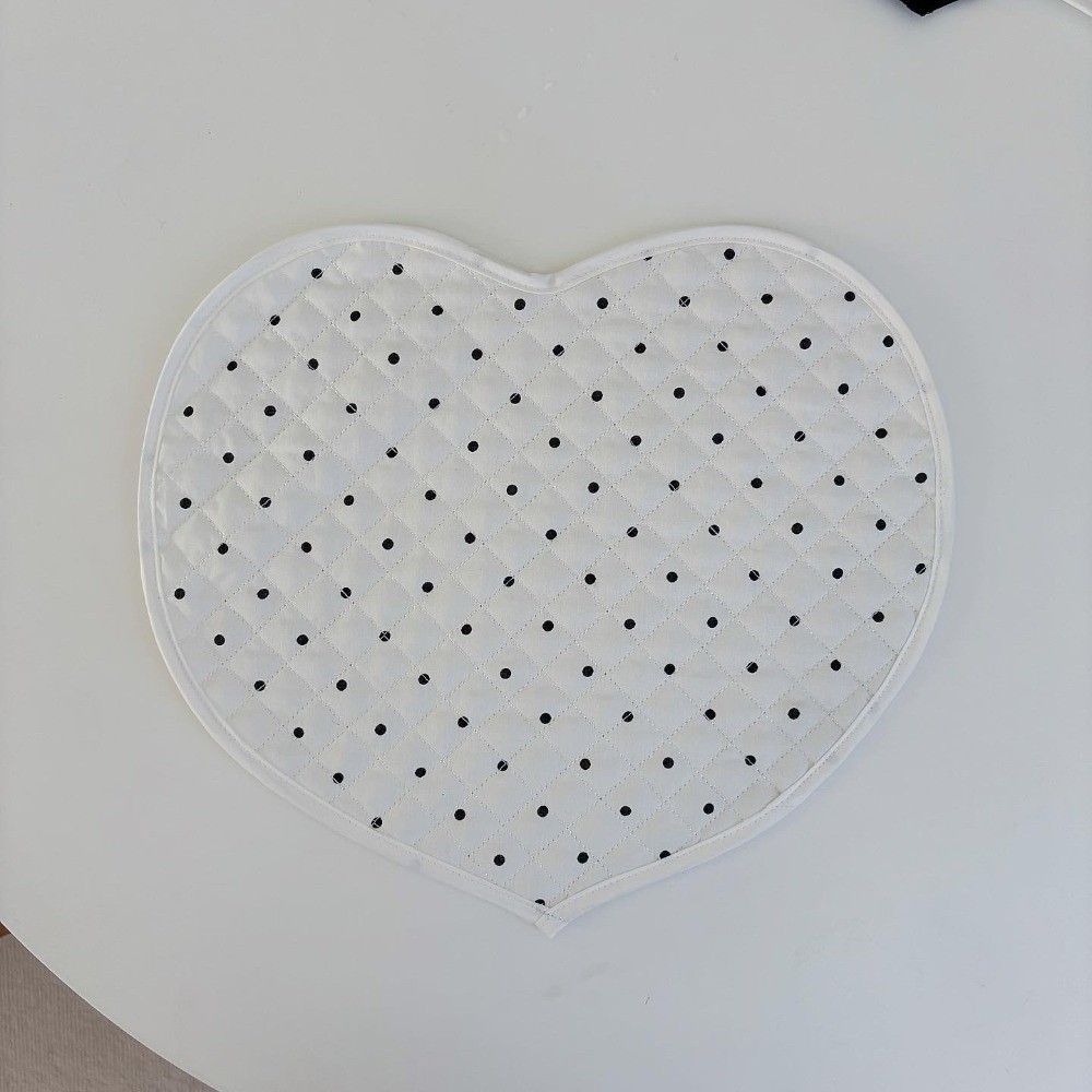 YOLOGO Tấm lót hình trái tim, Thảm lót cốc nước Cotton trang trí, Thảm trải bàn cách nhiệt chấm bi tình yêu kiểu Pháp Trang trí nội thất