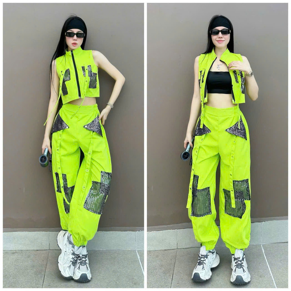 Bộ kaki bling thể thao cho đội nhóm làm đồng phục biểu diễn nhảy zumba, aerobic, shuffler dance...