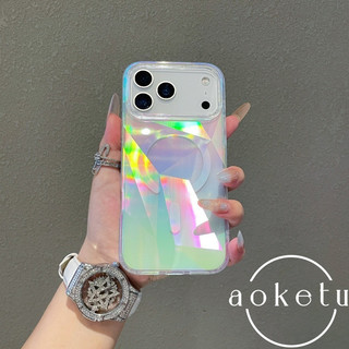 Thích hợp cho Ốp điện thoại mạ màu Apple 17 Pro Max, Lingge iPhone 16 Promax Creative Laser 15 / 14p Đèn từ tính sang trọng 11 Vỏ bảo vệ chống rơi