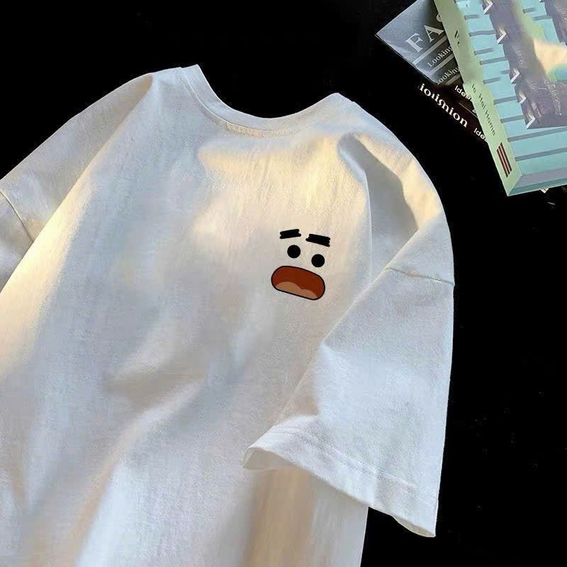 Áo phông unisex tay lỡ cotton su  free size-Hình MẶT BUỒN IN NGGUC