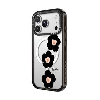 CASECASE X Hoa Đen Tình Yêu Cạnh Đen Trong Suốt Cứng Từ Hút Tác Động Dành Cho Apple IPhone 12 13 14 15 16 17 Pro Max Air Plus Có Hộp