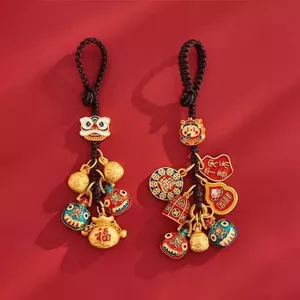 Mới Túi May Mắn Sự Giàu Có Hấp Dẫn Xe Móc Khóa Mặt Dây Chuyền Pixiu Chuông Vận Chuyển Mặt Dây Chuyền