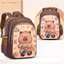 FAVORITEGOODS Ba lô Capybara, Túi đi học Capybara hoạt hình Nylon, Ba lô mẫu giáo nhẹ nhiều túi dung tích lớn