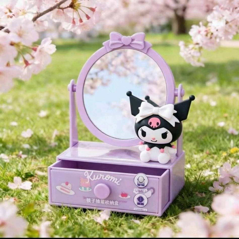 Hộp đựng ngăn kéo Miniso Sanrio có hộp đựng gương trang điểm để bàn hoạt hình dễ thương [Không bao gồm hình Mini]