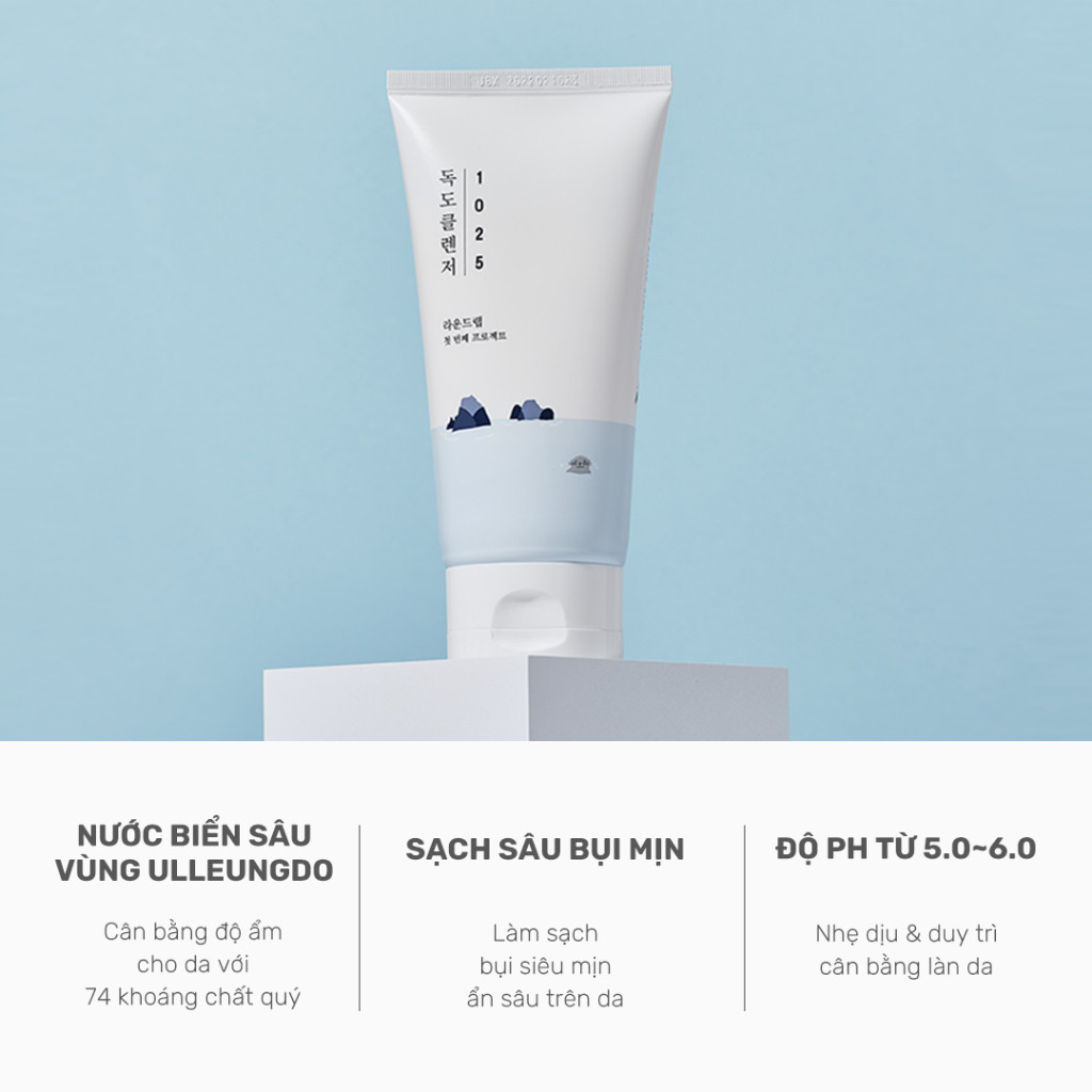 Sữa Rửa Mặt Round Lab 1025 Dokdo Cleanser 150ml tạo bọt mềm mịn dễ chịu