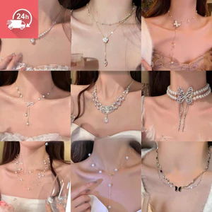 Dây chuyền vòng cổ nữ bằng ngọc trai bạc, phù hợp với phong cách thời trang nữ tính